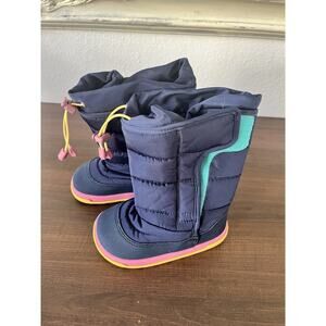 Ten Little Snow Boots Navy Blue Pink Size 8 Toddler Little Kid Girl